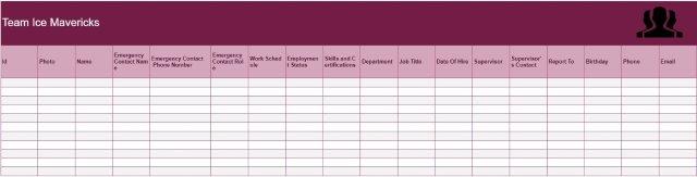 Lista de membros da equipe